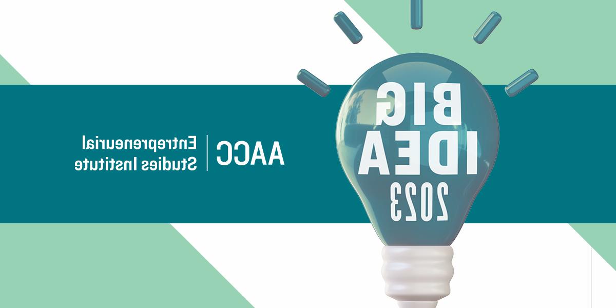 A lightbulb with the words Big Idea 2023 on it. The words AACC Entrepreneurial Studies Institute also appear on the graphic.